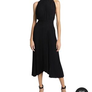 ALC Renzo Black Pleated Midi Dress